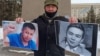 Kazakhstan - A resident of Uralsk Bekbolat Utebayev holds action in memory of the activist Dulat Agadil and his son Zhanbolat Agadil. West Kazakhstan region, 25Feb2021.