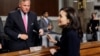 Washington - Facebook COO Sheryl Sandberg/ Senate Intelligence Committee Chairman Senator Richard Burr talks with Facebook COO Sheryl Sandberg after her testimony at a committee hearing on foreign influence operations on social media platforms on Capitol 