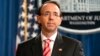 U.S. -- U.S. Deputy Attorney General Rod Rosenstein announces that the Justice Department is indicting 12 Russian military officers for hacking Democratic emails during the 2016 presidential election at the Justice Department in Washington, July 13, 2018